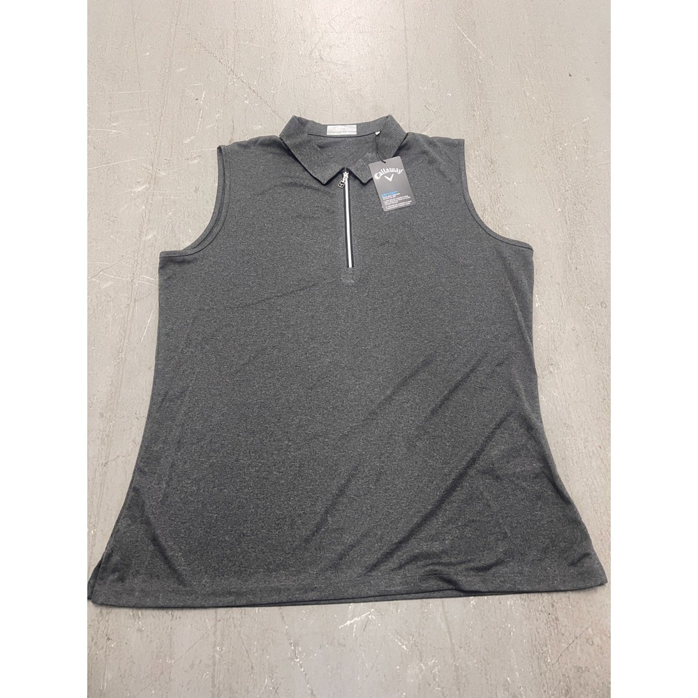 Callaway Polo Shirt Women XL Black Heather Opti-Dri 1/4 Zip Golf Performance NWT